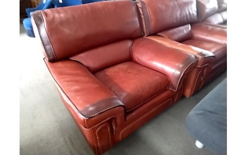 CANAPE CUIR 3 PLACES+2 PLACES+POUF