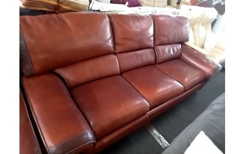 CANAPE CUIR 3 PLACES+2 PLACES+POUF