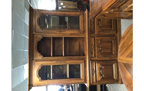 MEUBLE DOUBLE CORPS CHENE MASSIF VERNIS 5 PORTES 3 TIROIRS