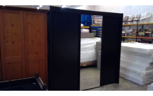 KLEERKAST ZWART  SPIEGEL/MID