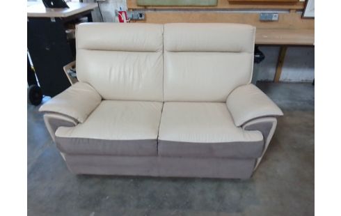 CANAPE 2 PLACES CUIR BEIGE CHATEAUX D'AX