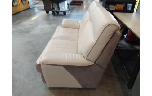 CANAPE 2 PLACES CUIR BEIGE CHATEAUX D'AX