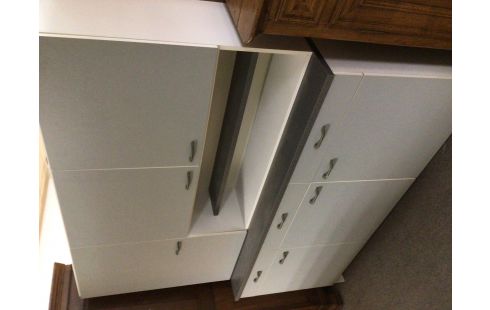 MEUBLE DE CUISINE 6 PORTES 3 TIROIRS GRIS/BLANC