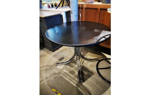 TABLE DE CUISINE PIED MÉTAL PLATEAU NOIR