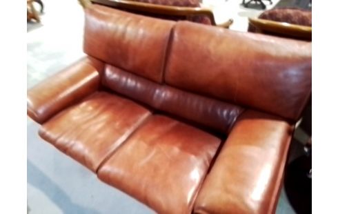 CANAPE 2P CUIR CARAMEL