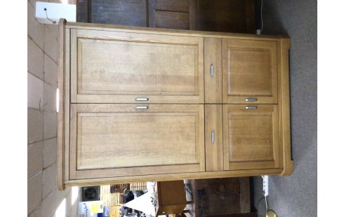 MEUBLE BAR CHENE CLAIR 4 PORTES 2 TIROIRS