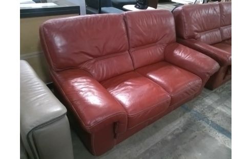 CANAPE 2 PLACES CUIR ROUGE