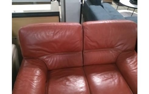 CANAPE 2 PLACES CUIR ROUGE