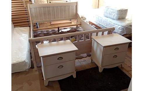 LIT 2 personnes ceruse+2chevets