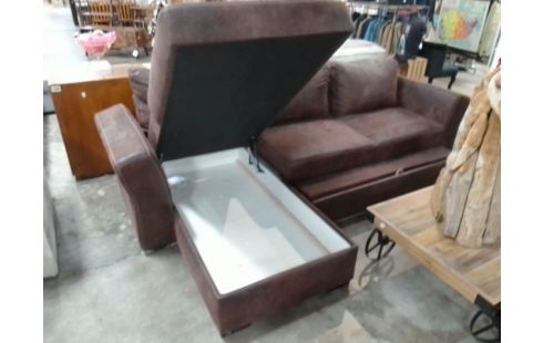 CANAPE D'ANGLE CONVERTIBLE TISSU MARRON