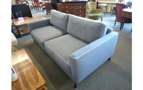 CANAPE 3 PLACES TISSU GRIS BLEU H&H