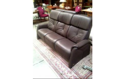 SOFA <HIMOLLA> LEDER DUNKELBRAUN 3-SITZER