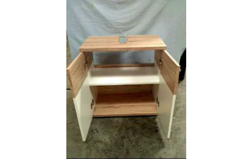 WASCHBECKENSCHRANK HOLZ WEISS 2-T. 3-EB.