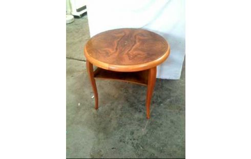 COUCHTISCH HOLZ DUNKEL RUND 2-EBEN. VINTAGE