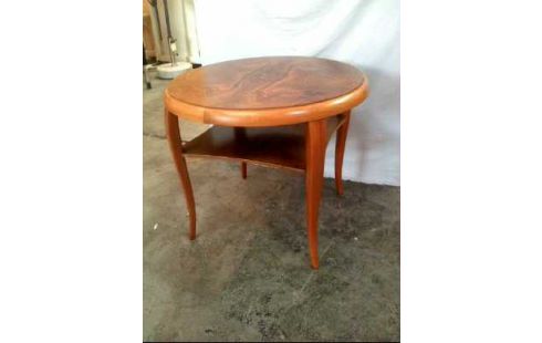 COUCHTISCH HOLZ DUNKEL RUND 2-EBEN. VINTAGE