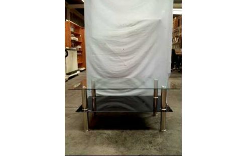 COUCHTISCH 2-EBENEN GLAS UND SCHWARZ