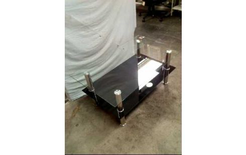 COUCHTISCH 2-EBENEN GLAS UND SCHWARZ