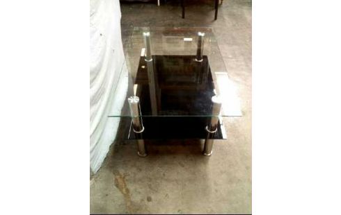 COUCHTISCH 2-EBENEN GLAS UND SCHWARZ