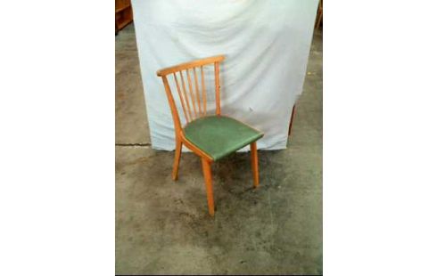 STUHL HOLZ VINTAGE POLSTER GRÜN