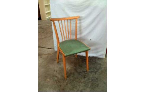 STUHL HOLZ VINTAGE POLSTER GRÜN