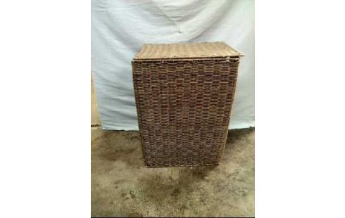 WÄSCHEKORB GRAU RATTAN MIT DECKEL