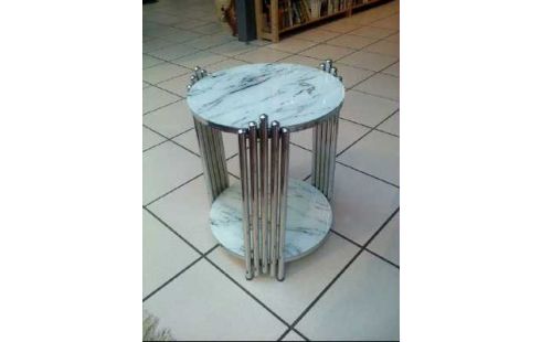 BEISTELLTISCH SILBERF. MARMOROPTIK 2 EBENEN