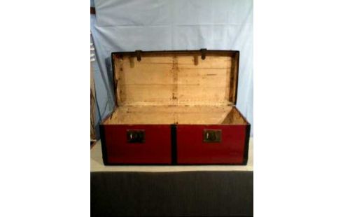 TRUHE A.ROLLEN HOLZ SCHWARZ/ROT