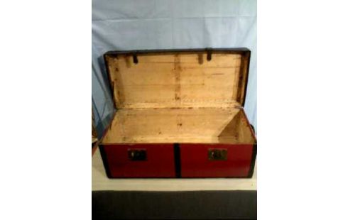 TRUHE A.ROLLEN HOLZ SCHWARZ/ROT