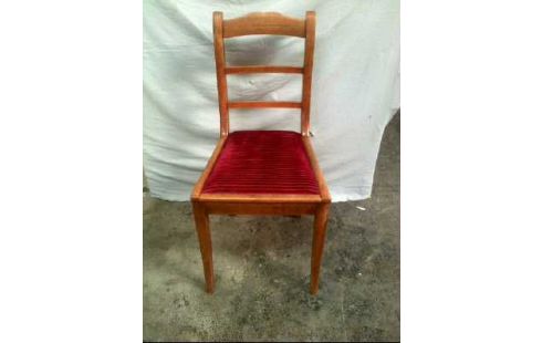 STUHL HOLZ ANTIK SAMTPOLSTER ROT