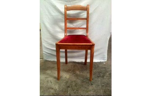 STUHL HOLZ ANTIK SAMTPOLSTER ROT