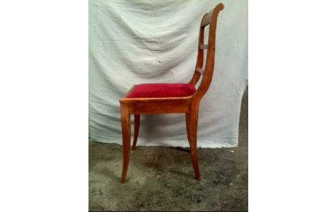 STUHL HOLZ ANTIK SAMTPOLSTER ROT