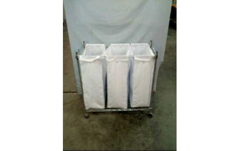 WÄSCHEKORB STOFF WEIß METALLGESTELL