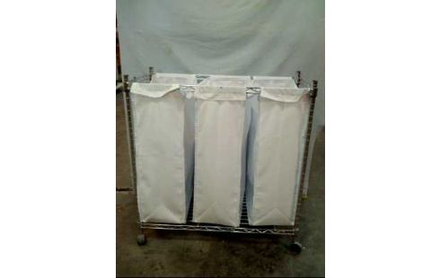 WÄSCHEKORB STOFF WEIß METALLGESTELL