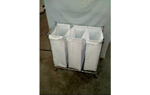 WÄSCHEKORB STOFF WEIß METALLGESTELL