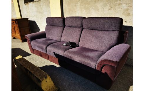 CANAPE TISSU BI TONS 3 PLACES 2 RELAX ÉLECTRIQUE + TRANSFO