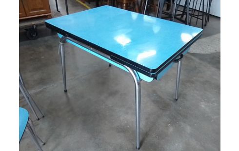 TABLE FORMICA BLEU 2 ALLONGES