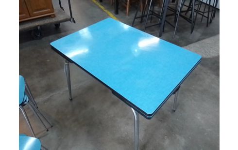 TABLE FORMICA BLEU 2 ALLONGES