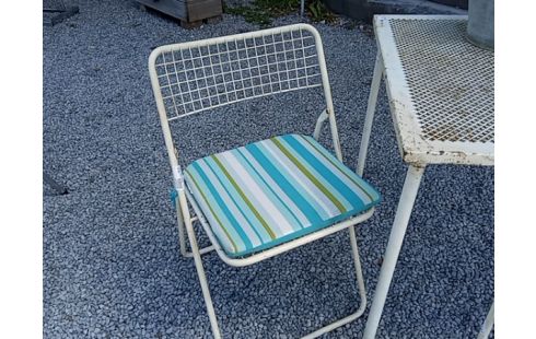 CHAISE IKEA VINTAGE METAL BLANC
