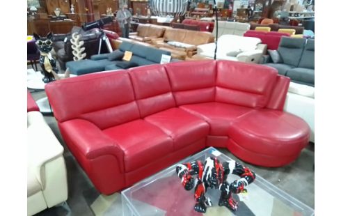CANAPE D'ANGLE CUIR ROUGE