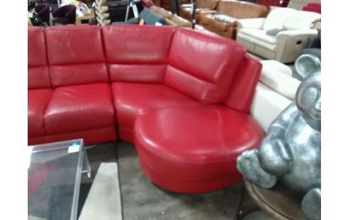 CANAPE D'ANGLE CUIR ROUGE