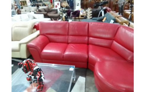 CANAPE D'ANGLE CUIR ROUGE