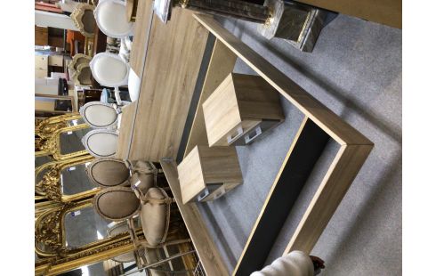 LIT 160X200 SANS SOMMIERS COULEUR HETRE + 2 CHEVETS