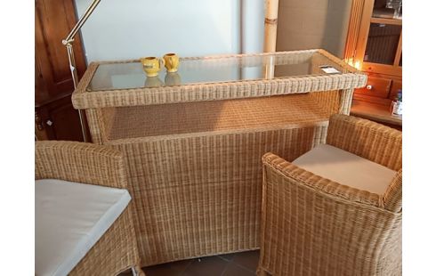 BAR ROTIN 2 TABOURETS