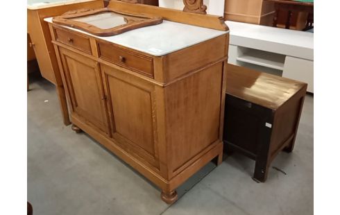 COIFFEUSE CHENE MARBRE BLANC AVEC MIROIR