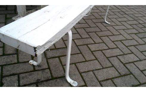 BANCO DE JARDÍN HIERRO FORJA BLANCA, , MADERA