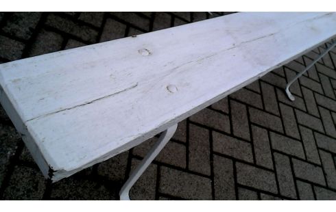 BANCO DE JARDÍN HIERRO FORJA BLANCA, , MADERA