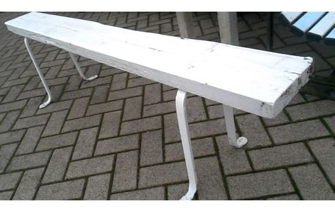 BANCO DE JARDÍN HIERRO FORJA BLANCA, , MADERA