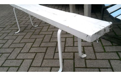 BANCO DE JARDÍN HIERRO FORJA BLANCA, , MADERA