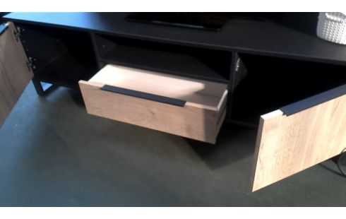 MEUBLE TELE NOIRE, , BOIS LOOK 2 PORTES 1 TIROIR