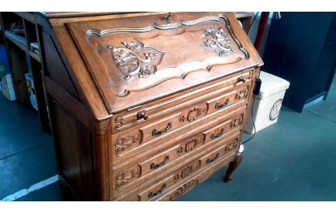 SECRETAIRE STYLE LOUIS XV CHENE MASSIF